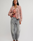 Lotty Jacquard Jacket in Rose Smoke by Free People