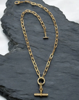 GOLD BELLE PAVÉ TOGGLE NECKLACE