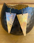 Hammered Brass Triangle Earrings