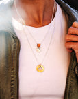 Mini Mountain on Sterling Silver Chain w/ Leather Attachment