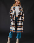 Cream, Rust & Blue Plaid Coat