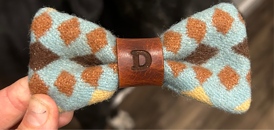 Dog Bow Tie with Pendleton Fabric and Inital Engraving