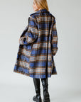 Blue, Brown & Black Plaid Coat