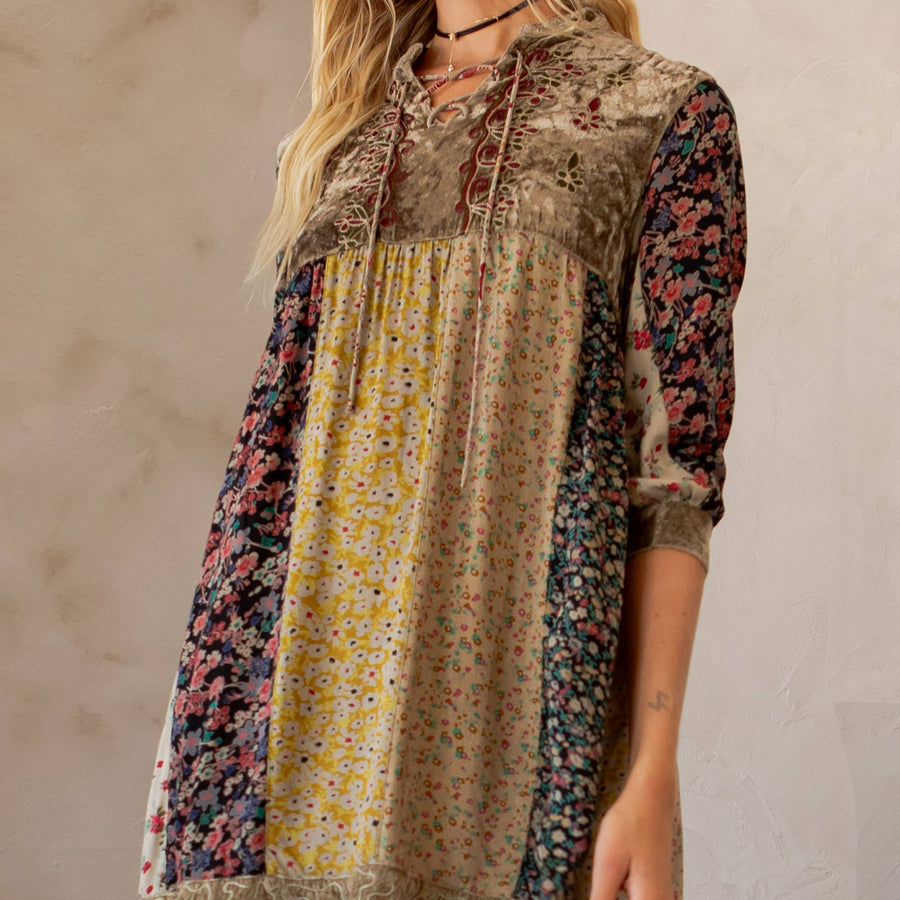 Chic Bohemian Stone-Washed Babydoll Dress