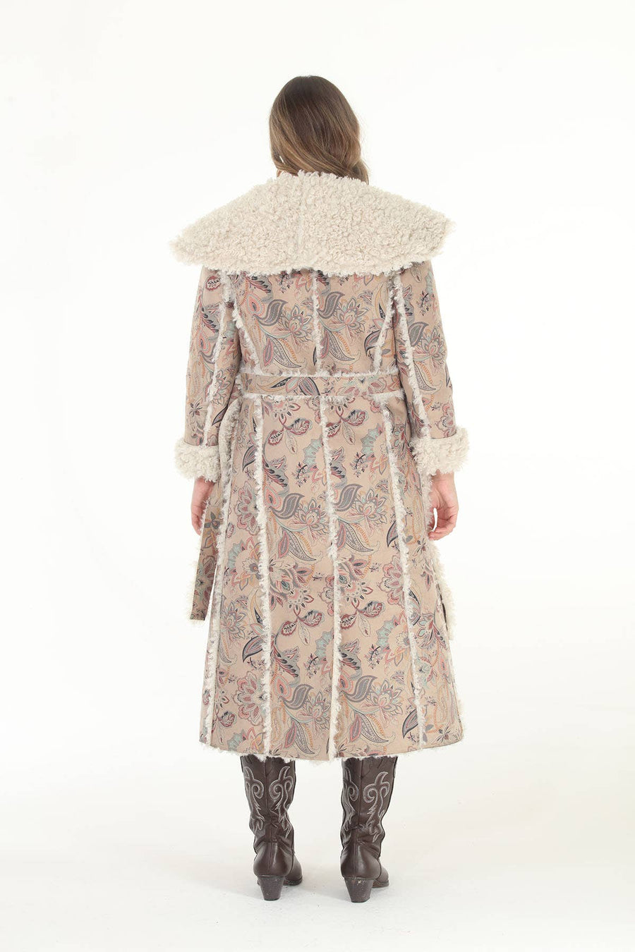 Dusty Floral Faux Suede & Sherpa Coat - Reversible: Dusty Floral