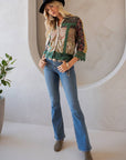 Earthy Boho : Lace Detailed Button Down Cropped Shirt