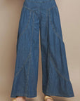 BOHO WIDE LEG DENIM TIERED PALAZZO PANTS