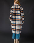 Cream, Rust & Blue Plaid Coat