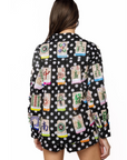 Black & White Polka Dot Mahjong Button Up - Queen of Sparkles