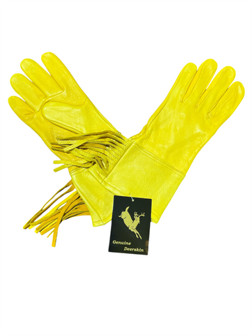 Premium Grain Deerskin Gloves with Fringe