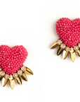 Danika Embroidered Heart Studs