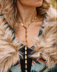 Lariat Necklace - Brass and Turquoise