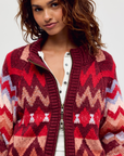 Sundazed Jacquard Cardi in Crimson Frost by Free People