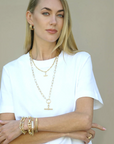 GOLD BELLE PAVÉ TOGGLE NECKLACE