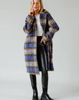 Blue, Brown & Black Plaid Coat