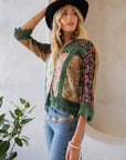 Earthy Boho : Lace Detailed Button Down Cropped Shirt