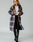 Blue, Brown & Black Plaid Coat