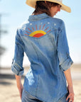 Hello Sunshine Button Up: Washed Blue / S