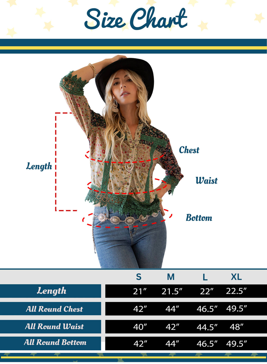 Earthy Boho : Lace Detailed Button Down Cropped Shirt