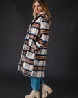 Cream, Rust & Blue Plaid Coat