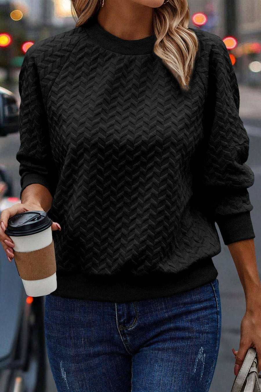 Talon Quilted Long Sleeve Top | S-XL | BO 12/6: M / Black