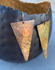 Hammered Brass Triangle Earrings
